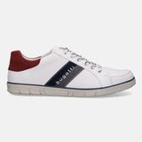 A white Men's bugatti Sneakers featuring a round plain toe, zero heels heel. Made from synthetic with a durable tpr outsole, this laces design offers both style and comfort.
