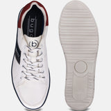 A white Men's bugatti Sneakers featuring a round plain toe, zero heels heel. Made from synthetic with a durable tpr outsole, this laces design offers both style and comfort.