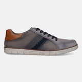 A grey Men's bugatti Sneakers featuring a round plain toe, zero heels heel. Made from textile with a durable tpr outsole, this laces design offers both style and comfort.