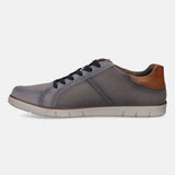 A grey Men's bugatti Sneakers featuring a round plain toe, zero heels heel. Made from textile with a durable tpr outsole, this laces design offers both style and comfort.