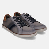 A grey Men's bugatti Sneakers featuring a round plain toe, zero heels heel. Made from textile with a durable tpr outsole, this laces design offers both style and comfort.