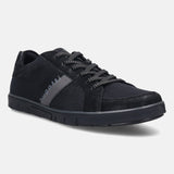 A black Men's bugatti Sneakers featuring a round plain toe, zero heels heel. Made from textile with a durable tpr outsole, this laces design offers both style and comfort.