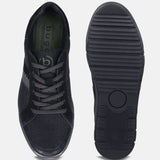 A black Men's bugatti Sneakers featuring a round plain toe, zero heels heel. Made from textile with a durable tpr outsole, this laces design offers both style and comfort.