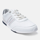 A white Men's bugatti Sneakers featuring a round plain toe, zero heels heel. Made from synthetic with a durable tpr outsole, this laces design offers both style and comfort.