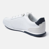 A white Men's bugatti Sneakers featuring a round plain toe, zero heels heel. Made from synthetic with a durable tpr outsole, this laces design offers both style and comfort.