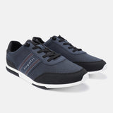 A blue Men's bugatti Sneakers featuring a round plain toe, zero heels heel. Made from synthetic with a durable tpr outsole, this laces design offers both style and comfort.