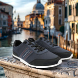 A blue Men's bugatti Sneakers featuring a round plain toe, zero heels heel. Made from synthetic with a durable tpr outsole, this laces design offers both style and comfort.