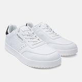 A white Men's bugatti Sneakers featuring a round plain toe, zero heels heel. Made from textile with a durable tpr outsole, this laces design offers both style and comfort.