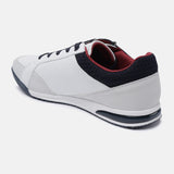 A white Men's bugatti Sneakers featuring a round plain toe, zero heels heel. Made from synthetic with a durable tpr outsole, this zipper design offers both style and comfort.