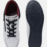 A white Men's bugatti Sneakers featuring a round plain toe, zero heels heel. Made from synthetic with a durable tpr outsole, this zipper design offers both style and comfort.