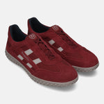 Men's Bugatti lifestyle red leather shoes with a round toe , a rubber outsole.