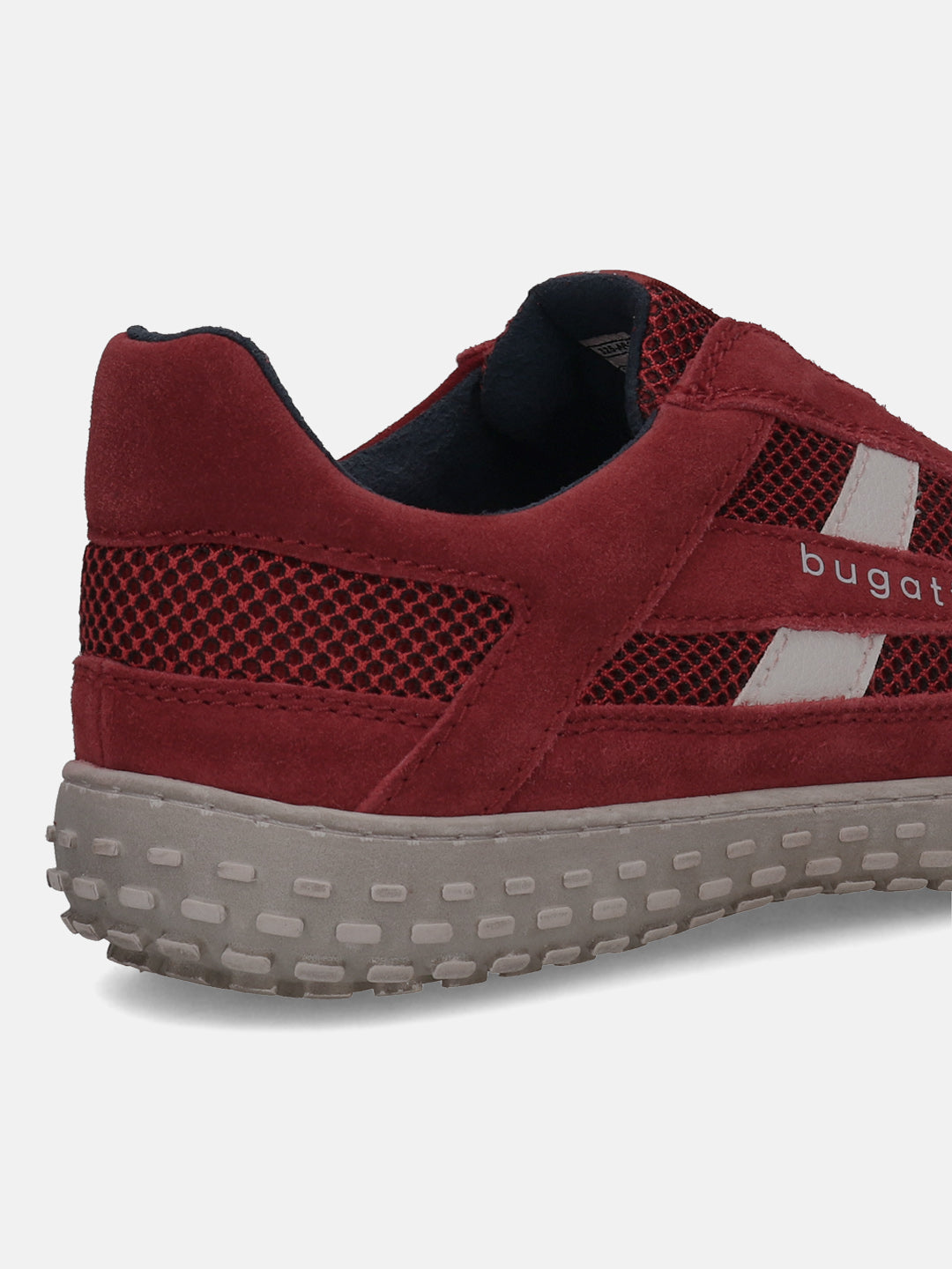 Men's Bugatti lifestyle red leather shoes with a round toe , a rubber outsole.