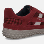 Men's Bugatti lifestyle red leather shoes with a round toe , a rubber outsole.