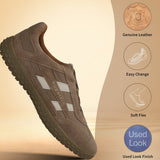 Men's Bugatti lifestyle beige leather shoes with a round toe , a rubber outsole.