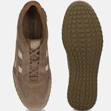 Men's Bugatti lifestyle beige leather shoes with a round toe , a rubber outsole.