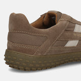 Men's Bugatti lifestyle beige leather shoes with a round toe , a rubber outsole.