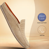 A beige Men's bugatti Mules featuring a square toe apron toe, zero heels heel. Made from premium genuine leather with a durable tpr outsole, this slip-on design offers both style and comfort.