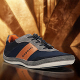 A grey Men's bugatti Sneakers featuring a round toe plain toe, zero heels heel. Made from premium genuine leather with a durable sebs (block copolymer) outsole, this laces design offers both style and comfort.