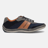 A grey Men's bugatti Sneakers featuring a round toe plain toe, zero heels heel. Made from premium genuine leather with a durable sebs (block copolymer) outsole, this laces design offers both style and comfort.