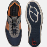 A grey Men's bugatti Sneakers featuring a round toe plain toe, zero heels heel. Made from premium genuine leather with a durable sebs (block copolymer) outsole, this laces design offers both style and comfort.