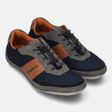 A grey Men's bugatti Sneakers featuring a round toe plain toe, zero heels heel. Made from premium genuine leather with a durable sebs (block copolymer) outsole, this laces design offers both style and comfort.