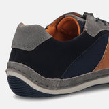 A grey Men's bugatti Sneakers featuring a round toe plain toe, zero heels heel. Made from premium genuine leather with a durable sebs (block copolymer) outsole, this laces design offers both style and comfort.
