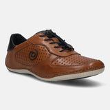 A cognac Men's bugatti Sneakers featuring a round toe plain toe, zero heels heel. Made from premium genuine leather with a durable sebs (block copolymer) outsole, this elastic design offers both style and comfort.