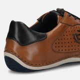 A cognac Men's bugatti Sneakers featuring a round toe plain toe, zero heels heel. Made from premium genuine leather with a durable sebs (block copolymer) outsole, this elastic design offers both style and comfort.
