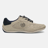 A grey Men's bugatti Sneakers featuring a round toe plain toe, zero heels heel. Made from premium genuine leather with a durable sebs (block copolymer) outsole, this elastic design offers both style and comfort.
