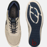 A grey Men's bugatti Sneakers featuring a round toe plain toe, zero heels heel. Made from premium genuine leather with a durable sebs (block copolymer) outsole, this elastic design offers both style and comfort.