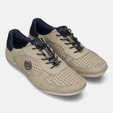 A grey Men's bugatti Sneakers featuring a round toe plain toe, zero heels heel. Made from premium genuine leather with a durable sebs (block copolymer) outsole, this elastic design offers both style and comfort.