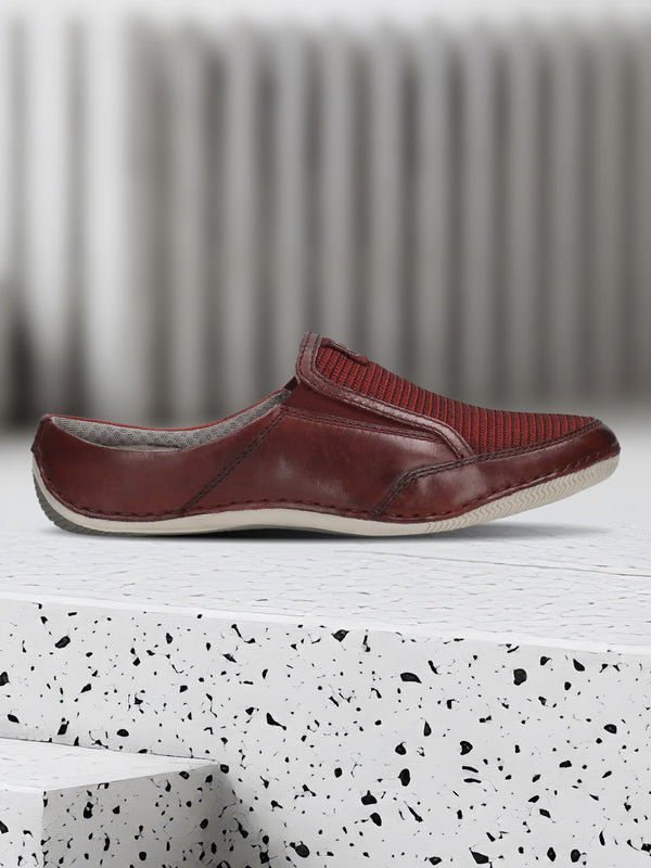 bugatti Canario Dark Red   Premium Leather Comfort Slip-Ons Casual