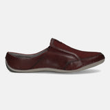 A grey Men's bugatti Mules featuring a round toe plain toe, zero heels heel. Made from premium genuine leather with a durable sebs (block copolymer) outsole, this slip-on design offers both style and comfort.