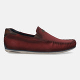 A grey Men's bugatti Casual Loafers featuring a square toe apron toe, zero heels heel. Made from premium genuine leather with a durable tr outsole, this slip-on design offers both style and comfort.