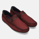 A grey Men's bugatti Casual Loafers featuring a square toe apron toe, zero heels heel. Made from premium genuine leather with a durable tr outsole, this slip-on design offers both style and comfort.