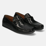 A black Men's bugatti Casual Loafers featuring a square toe apron toe, zero heels heel. Made from patent leather with a durable tr outsole, this slip-on design offers both style and comfort.
