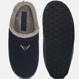A blue Men's bugatti Home office featuring a round toe plain toe, zero heels heel. Made from premium genuine leather with a durable eva outsole, this slip-on design offers both style and comfort.