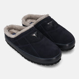 A blue Men's bugatti Home office featuring a round toe plain toe, zero heels heel. Made from premium genuine leather with a durable eva outsole, this slip-on design offers both style and comfort.