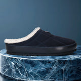 A blue Men's bugatti Home office featuring a round toe plain toe, zero heels heel. Made from premium genuine leather with a durable eva outsole, this slip-on design offers both style and comfort.