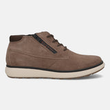 A taupe Men's bugatti Sneakers featuring a round toe plain toe, zero heels heel, and a wide fit. Made from premium genuine leather with a durable tpr outsole, this zipper design offers both style and comfort.