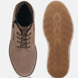 A taupe Men's bugatti Sneakers featuring a round toe plain toe, zero heels heel, and a wide fit. Made from premium genuine leather with a durable tpr outsole, this zipper design offers both style and comfort.