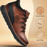 A brown Men's bugatti Sneakers featuring a round toe plain toe, zero heels heel, and a wide fit. Made from premium genuine leather with a durable tpr outsole, this zipper design offers both style and comfort.