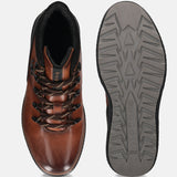 A brown Men's bugatti Sneakers featuring a round toe plain toe, zero heels heel, and a wide fit. Made from premium genuine leather with a durable tpr outsole, this zipper design offers both style and comfort.