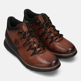 A brown Men's bugatti Sneakers featuring a round toe plain toe, zero heels heel, and a wide fit. Made from premium genuine leather with a durable tpr outsole, this zipper design offers both style and comfort.