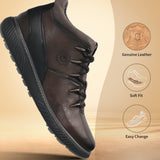 A grey Men's bugatti Sneakers featuring a round toe plain toe, zero heels heel, and a wide fit. Made from premium genuine leather with a durable tpr outsole, this zipper design offers both style and comfort.