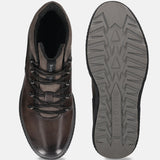 A grey Men's bugatti Sneakers featuring a round toe plain toe, zero heels heel, and a wide fit. Made from premium genuine leather with a durable tpr outsole, this zipper design offers both style and comfort.