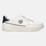 A white Men's bugatti Sneakers featuring a round plain toe, zero heels heel, and a wide fit. Made from premium genuine leather with a durable tpr outsole, this laces design offers both style and comfort.