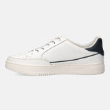 A white Men's bugatti Sneakers featuring a round plain toe, zero heels heel, and a wide fit. Made from premium genuine leather with a durable tpr outsole, this laces design offers both style and comfort.