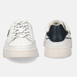 Humus White & Dark Blue Leather Sneakers