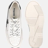 A white Men's bugatti Sneakers featuring a round plain toe, zero heels heel, and a wide fit. Made from premium genuine leather with a durable tpr outsole, this laces design offers both style and comfort.